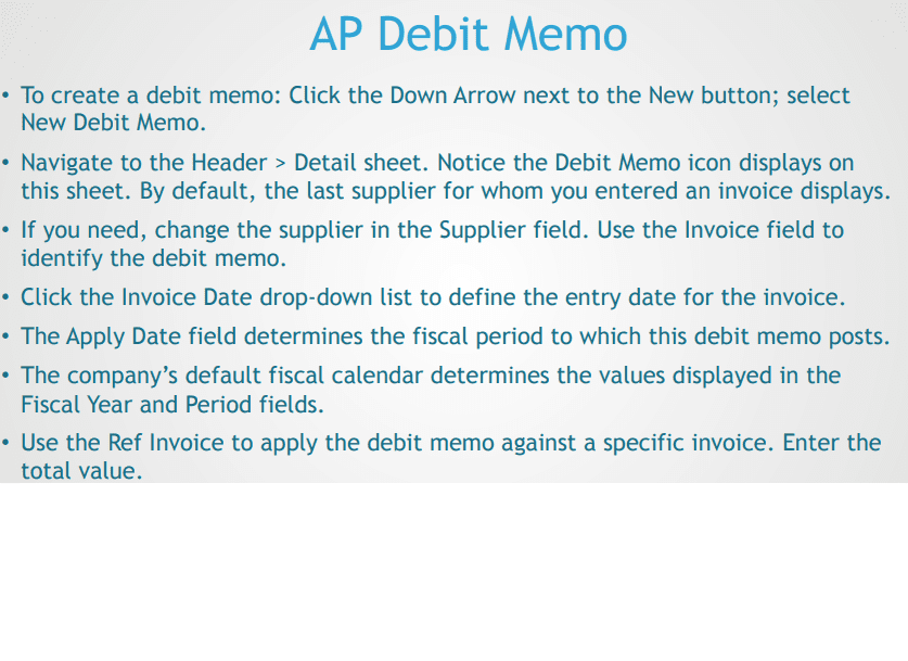 AP Debit Memo Print in Epicor ERP