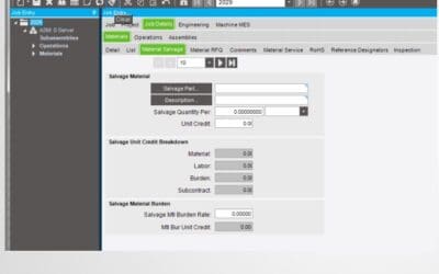 Salvage Parts in Epicor ERP