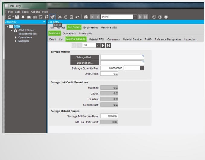 Salvage Parts in Epicor ERP